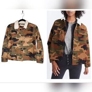 Madewell Northward Cropped Army Jacket in Cottontail Camo: Sherpa Edition. XXS.